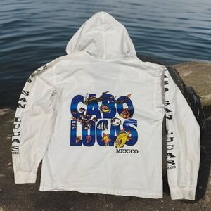 La Iguana Hoodie Full Zip Jacket Vtg 90‎ Cozumel Mexico Sz 38 Rare Stain Trashed